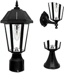 Gama Sonic Topaz Solar Light for Outdoors, LED Lamp for Wall Mount, Pier Mount, 3-Inch Fitter, Black, 149033