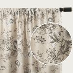 Farmhouse Floral Curtains Vintage Linen Patterned Curtains for Living Room 63 Inches Long Rod Pocket French Country Bedroom Window Curtains Set 2 Panels