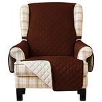 DyFun Wingback Chair Slipcover 1 Piece Wing Backed Chair Cover Reversible Armchair Cover Stretch Arm Chair Covers with Pocket for Living Room Furniture Protector for Pets Kids (Chocolate)