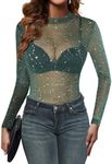 Zeagoo Long Sleeve Shirts for Women Mesh Tops Sheer See Through Party Layering Mock Neck Fashion Undershirt