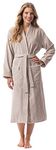 Morgenstern Dressing Gown Women I Kimono I 100% Organic Cotton Velour I Long I Beige I Small