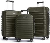 LIGHT FLIGHT Luggage Sets, 3 Piece Durable Suitcase Set with Spinner Wheels, 3 Pcs Hardside Lightweight luggage with TSA Lock, Large Checked Travel Suitcases, 20/24/28 Inch, Pine Green