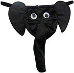 Bommi Fairy Men's Elephant Underwear Pouch Briefs Long U Bulge Pouch Sexy Low Waist Funny Underwear Briefs G-String Lover Gift (Black)