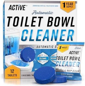 ACTIVE Automatic Toilet Bowl Cleaner Tablets Blue Gel Toilet Tank Cleaners, Septic-Safe Hard Water Ring Stain Remover, Smell Eliminator Heavy Duty Toilet Cleaning & Deodorizer, Fresh Scent - 12 Tabs