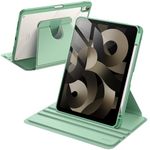 JETech Rotating Case for iPad Air 11-Inch M2 (2024), iPad Air 5/4 (2022/2020 5th/4th Generation 10.9-Inch), 360 Degree Rotation Protective Stand Cover Clear Back, Auto Wake/Sleep (Green)