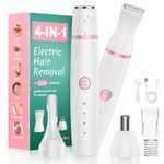Facial Hair Remover for Women,4-in-1 Bikini Trimmer Women,USB C Mini Lady Shavers with 4-Level Battery Indicator (25%, 50%, 75%, 100%) Eyebrow Razor,Nose Trimmer,for Face Nose/Ear Body,Easy to Clean
