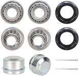 KABOBEARING 2 Set Fits 3/4" inch Axles Trailer Wheel Hub Bearings Kit, LM11949 LM11910 Bearings, ID 0.7500", OD 1.7810",84389TC Seal OD 45.72 mm,Dust Cover and Cotter Pin，Made of Chrome Steel.