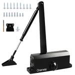 Onarway Adjustable Automatic Size 3 Spring Hydraulic Door Closer/Closure Aluminum Alloy, for Residential and Commercial Use with Fitting Template for Middle-Weight Door-Black