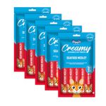 Drools Creamy Lickable Cat Treat Seafood Medely (Pack of 5 Pouches, 375g), All Life Stages