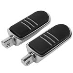 TCMT Chrome Rubber Inlay StreamLiner Foot Pegs Motorcycle Footpeg Footrest Set Fits For 1986 and Newer Harley Davidson Touring and Softail Models, plus most highway pegs that use a male mount.