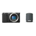 Sony Alpha ZV-E10 APS-C Camera with Wireless Bluetooth Speaker (SRS-XB100) | 24.2 MP vlog Camera | Made for Creators | Advanced Autofocus | Clear Audio & 4K Movie Recording - Black