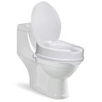 NEOSAFE Portable Lightweight Plastic Toilet Commode Seat Raiser Elevator Extension with lid cover Ideal for Handicap, Knee Patients, Old Senior Citizen (White, Size: 6 Inch)