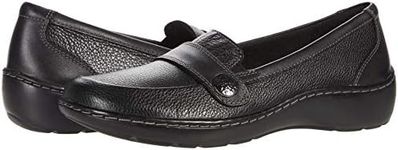 Clarks Women's Cora Daisy Loafer, Black Tumbled Leather, 5