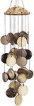 Coconut Shell Wind Chimes Outdoor, Handmade Wooden Wind Chimes Bamboo for Outside, Half Coconut Wood Top, Low Deep Tone Wooden Chimes Outdoor Indoor Home Décor 29 inch