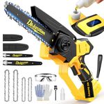 Cordless Mini Chainsaw Compatible with Dewalt 20V MAX Battery (NO Battery), 6 Inch & 8 Inch Small Electric Chainsaw Brushless, 2 x 6'' Chains + 2 x 8'' Chains, Auto Oiler, Handheld Pruning Chain Saw
