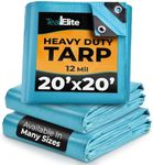 20x20 Heavy Duty Tarp Waterproof - 12mil Thick Pool Tarp Cover - 20x20 Tarp UV Resistant, Rip & Tear Proof with Metal Grommets – Blue Tarp Multipurpose Use for Camping, Tent, Boat, RV, Car