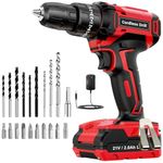 Cordless Drill Driver 21V, Cordless Hammer Drill with 2.0Ah Battery, 42N.m Max, 25+3 Torque Electric Drill, 20pcs Drill Bits, 2 Speed, LED Light for Home and Garden DIY Project