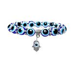 ZHIHUI Evil Eye Hamsa Blue Beaded Charm Stretch Bracelet Hand of Fatima Turkish Lucky Evil Eye Bracelet for Protection and Blessing