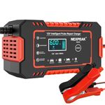 NEXPEAK NC101 Car Battery Charger, 12V 6A Smart Battery Trickle Charger Automotive Battery Maintainer Desulfator with Temp Compensation for Car Truck Motorcycle Lawn Mower Marine Lead Acid Batteries