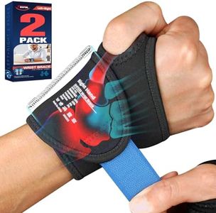 FEATOL 2 Pack Wrist Wraps for Pain, Carpal Tunnel, Tendonitis, Adjustable Wrist Support for Work Men and Women, Daily Protector Right & Left Hand, Large