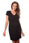 Purpless Maternity Cocktail V Neck Pregnancy Dress with Belt 5416 (8, Black)