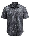 COOFANDY Men Hawaii Tropical Vintage Shirt Aloha Retro Beach Cotton Summer Shirt Black