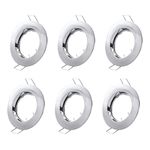 Hsthe Sea Set of 6 Recessed Light Frames, Ceiling Mounting Frame, Recessed Spotlight Set, Mounting Frames in Aluminium (LED/Halogen/GU10/MR16/PAR16/50 mm) Silver