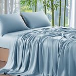 Shilucheng 4-Piece Sheets Set，Rayon Derived from 100% Bamboo_，Cooling & Soft Bed Sheets, Luxury Bedding Sheets & Pillowcases, 16 Inch Deep Pockets (Queen,Teal Blue)