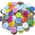 Libiline 9/10"(23mm) Mix Lots 100pcs Resin Button Solid Color 2Holes Craft Clothes Sewing Cards Making Sweater Shirt (9/10"(23mm), Multi-Colored)