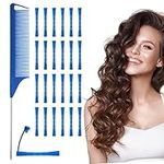 24pcs Hair Perm Rods Cold Wave Rods Plastic Perming Rods Hair Curling Rollers Curlers for Long Hair,Medium and Short Hair,Salon hairdressing Curlers with Pintail Comb for Women Natural Hair Styling