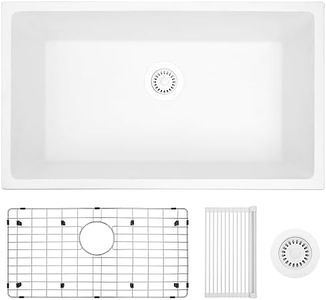 MILOSEN White Undermount Kitchen Sink, 31 Inch White Kitchen Sink, 31×18 Single Bowl Kitchen Sinks White, Large Deep White Undermount Sink, Granite Composite Kitchen Sink,White Sink Kitchen