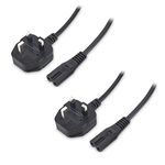 Cable Matters 2-Pack figure 8 power lead (2 pin power cable) 1m, UK Power Cable Compatible with Samsung LG Sony Insignia TCL Sharp Toshiba Hisense TV PS4 PS5, Non-Polarized (UK BS 1363 to IEC C7) - 1m