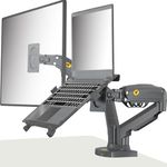 NB North Bayou Dual Arm Monitor Mount Laptop Stand for 17''-27 Inch Computer Screen and 10''-17 Inch Notebooks, Load 4.4-19.8 lbs C-clamp & Grommet Installation, VESA 75/100 F160-FP