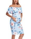 Eavoqinjiaf Maternity Dress Casual Off Shoulder Ruffle Sleeveless Bodycon Maternity Dresses