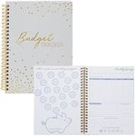 Paper Junkie Budget Tracker Notebook, Hardcover Monthly Expense Journal Planner (8.5" x 6", Gold Foil Dots)