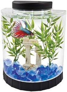 Tetra LED Half Moon aquarium Kit 1.1 Gallons, Ideal For Bettas, Black, 4.6 x 9.1 x 9.9 Inches (29049)