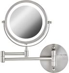 Ovente Wall Mount LED Lighted Makeup Mirror, Battery Operated, 1x/10x Magnification, 7 Inch, Nickel...