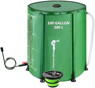 Iriisy 100 Gallon Collapsible Rain Barrel, 380L Water Storage Tank with Scale Mark for Garden Plant Watering, Farm Irrigation, XL Rainwater Collection System with Spigots, Overflow Kit, Hoses