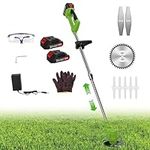 Shienfir String Trimmer Cordless Weed Wacker, Electric Grass Trimmer Battery Operated Electric Weed Eater 21V 800W Lawn Trimmer, Lawn Edger with with 2 Batteries (21V 1.5Ah) and 3 Types of Blades Gr