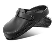 BULLIANT Women Clogs, Adjustable Sandals Slip-on Water Shoes Unisex with Cushioned Footbed,Comfortable Lightweight(Black-12Women/10 Men)