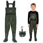 TIDEWE Chest Waders for Kids, Waterproof Youth Waders with Boot Hanger, Lightweight PVC Kids Waders with Boot for Fishing