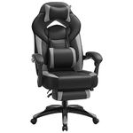 SONGMICS Gaming Chair, Office Racing Chair with Footrest, Desk Chair, Ergonomic Design, Adjustable Headrest, Lumbar Support, 150 kg Load Capacity, Black and Grey OBG77BGUK