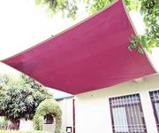 FREDDO HDPE Fabric Cotton Webbing Sun Shade Sails 85-90% Protection from Sun & UV Rays Ideal for Car Parking, Outdoor Garden, Balcony, Patio, Burgundy Color, 15 ft x 15 ft, Pack of 1 Piece