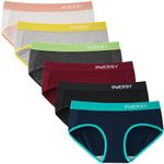 INNERSY Womens Cotton Underwear Mid Low Waisted Sexy Panties Comfortable Hipsters Briefs Underpants 6 Pack(Large, Dark Series)