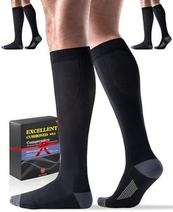 3 Pairs Sports Compression Socks 15-20 mmHg for Women Men - Comfort Cuff, Cushioned Support Sock for Running Athletic