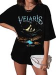 Vintage Book Tshirt The Night Court Shirts Women City of Starlight T-Shirt Book Lover Gift Short Sleeve Tees, Black, Large