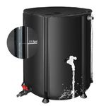 Rain Barrels to Collect Rainwater from Gutter - Portable Water Storage Tank Water Barrel Rainwater Collection System Rain Catcher Include Filter Two Spigots and Overflow Kit (53 Gallon, Black)