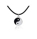 LAFATINA Yin and Yang Punk Chokers Necklaces Black Leather Cord Chain Collar Necklace for Women Men Neckband for Halloween Back to School Graduation