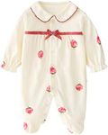 Christmas Sleeper for Baby 100% Orangic Cotton Tops Long Sleeve Warm Snowsuit for 0-3 Month Baby Strawberry