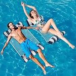 Inflatable Pool Float, 2 Pack Meegoo Inflatable Water Hammock for Adults, Portable Water Hammock with Bottom Mesh for Vacation Fun and Rest, Water Lounge